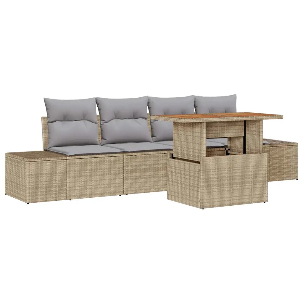 Set Divano da Giardino 5 pcs Beige Poly Rattan 3358632