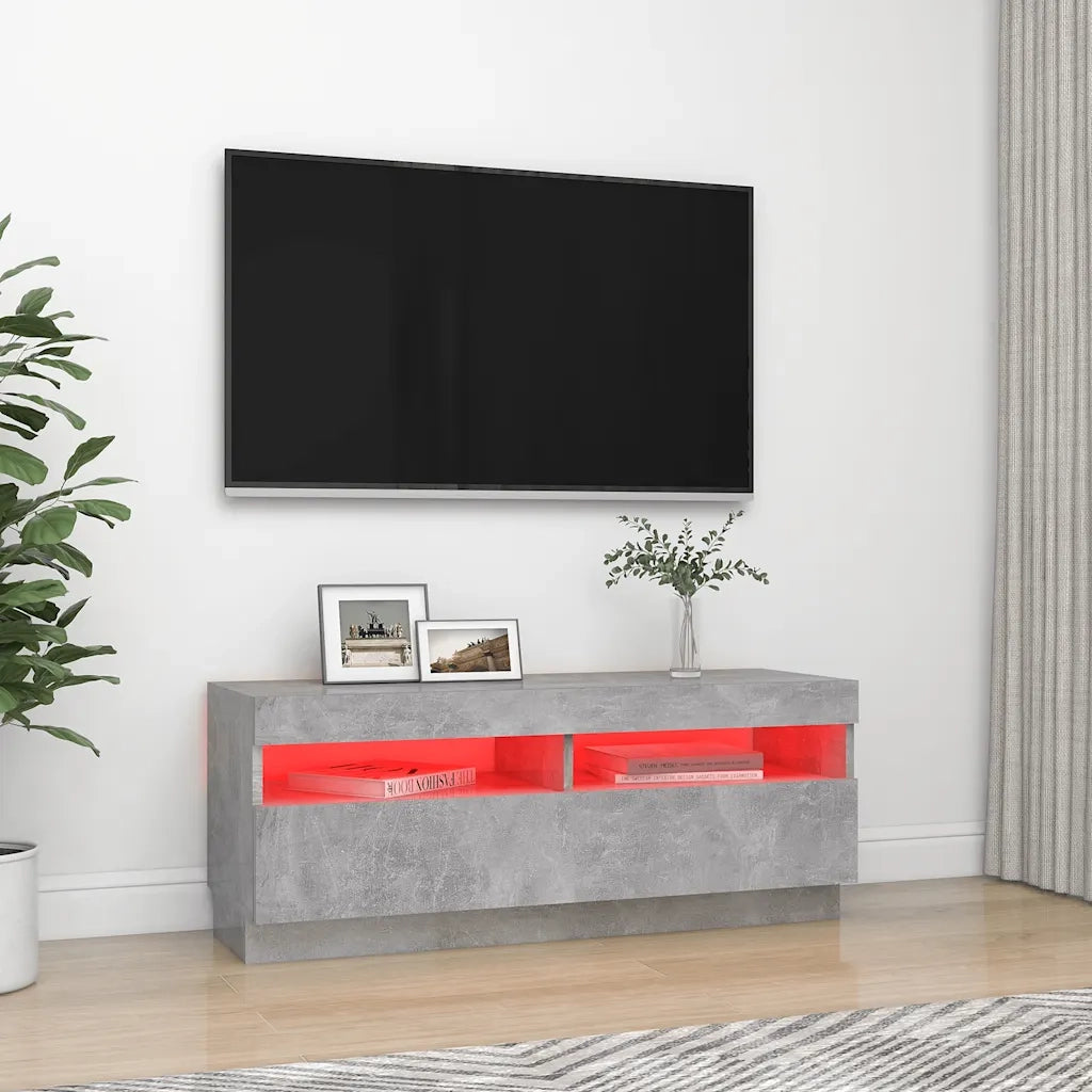 Mobile Porta TV con Luci LED-Mobile per TV-Credenza TV Grigio Cemento 100x35x40 cm