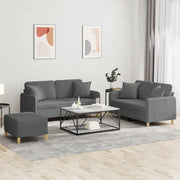 Set di Divani 3 pz con Cuscini Grigio Scuro in Tessutocod mxl 83289