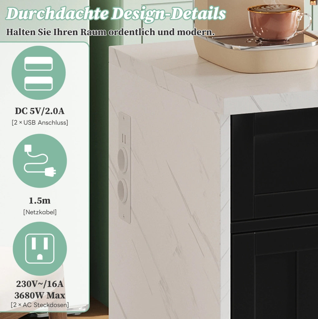 Isola da cucina 120x60x91 cm con prese USB e bancone