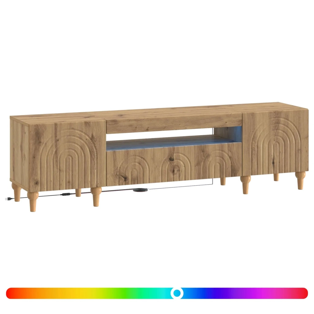 Mobile TV LED ALKMAAR Rovere Artigianale Legno ingegnerizzato 896254