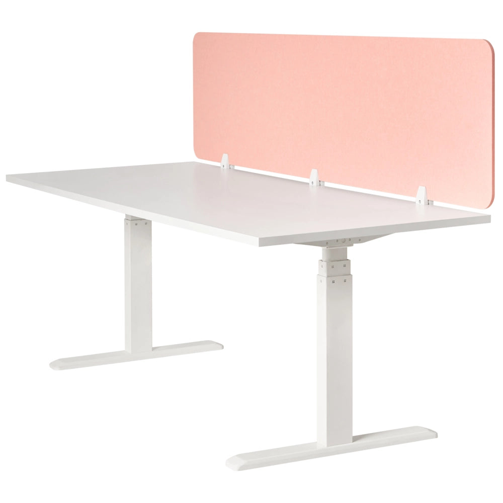 Divisorio da scrivania in PET con rivestimento in tessuto 180 x 50 cm rosa chiaro Schermo acustico Morsetti di montaggio modulari Casa Ufficio