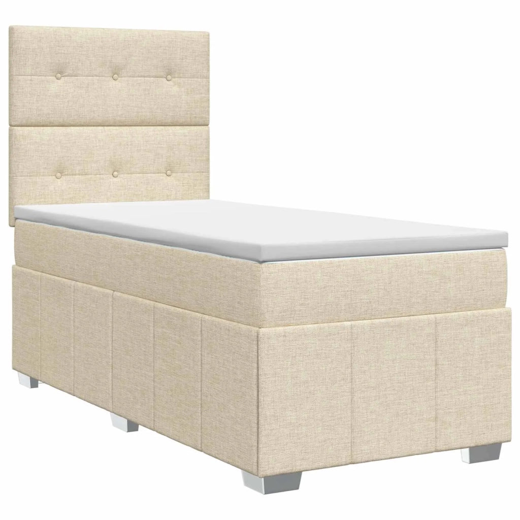 Letto box spring con materasso Crema 80 x 200 cm Tessuto 3454013