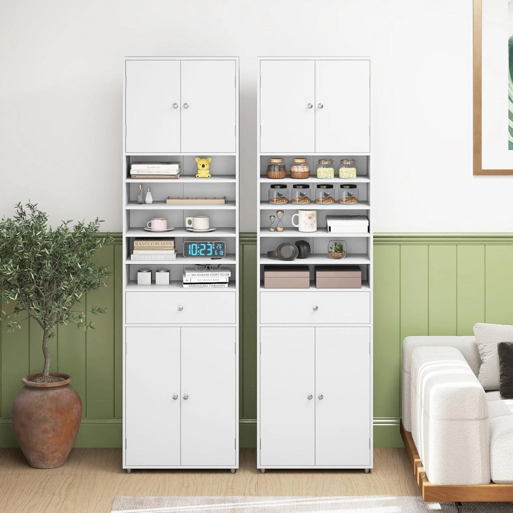 Armadio da bagno 180 cm, autoportante alto con 5 ripiani aperti e ripiani regolabili, 50 x 24 cm, multiuso, per soggiorno, cucina, bagno