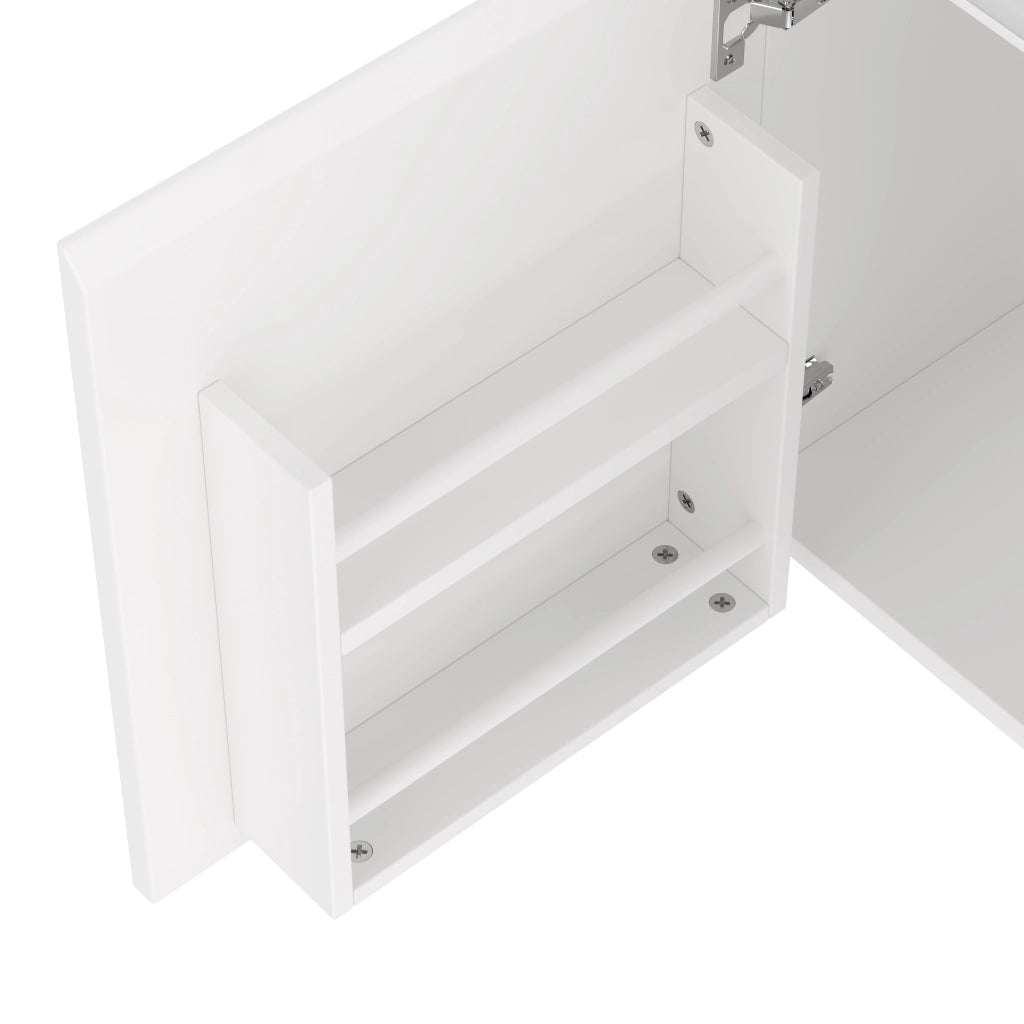 Mobile bagno sospeso 76x46x50 cm con lavabo in ceramica, 2 cassetti, illuminazione LED a sensore radar, bianco