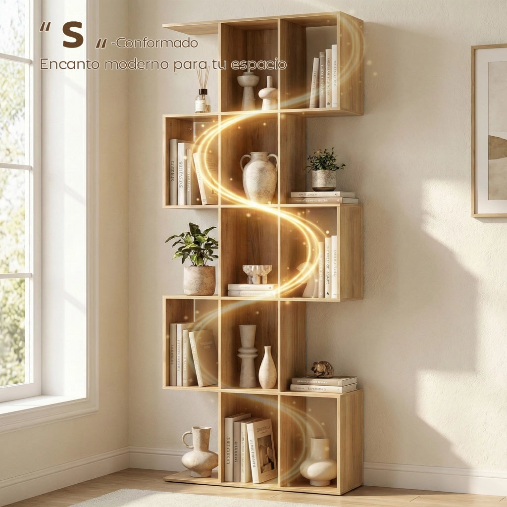 Libreria Scaffale 5 Livelli ¨C Zephmum ¨C Rovere 80x24x200 cm