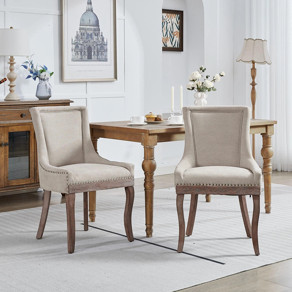 Set 2 sedie Ultra Side - Xylo - tessuto beige gambe legno