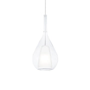 Sospensione Contemporanea Kalique Vetro Trasparente Bianco E Cromo E27 H40Cm