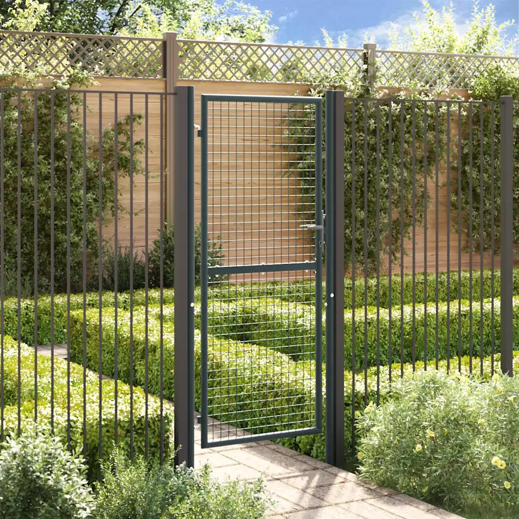 Cancello da Giardino in Rete di Acciaio Zincato 100x200 cm Grigio 145775