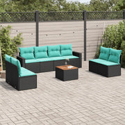 Set Divani da Giardino 9 pz con Cuscini Nero in Polyrattan