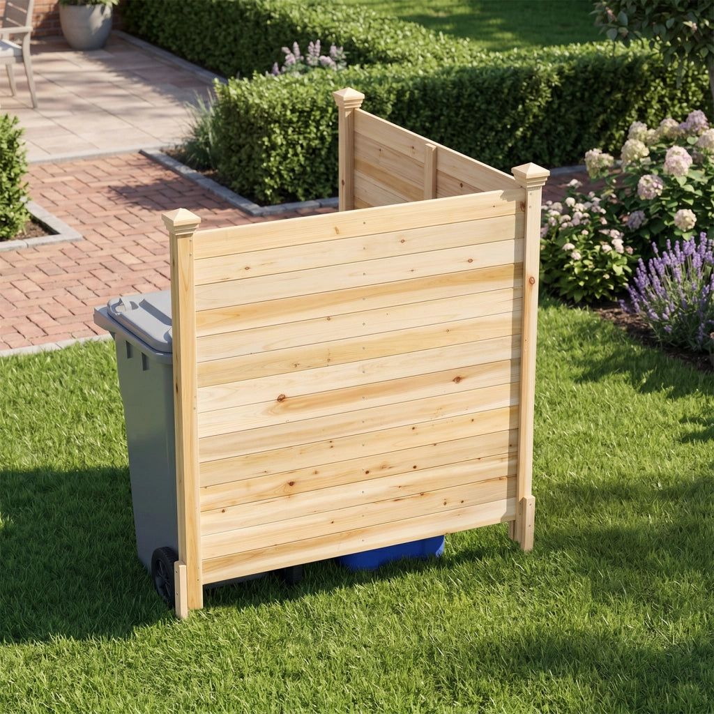 Recinto da giardino in legno massello montaggio facile, Recinzione esterno a 2 pannelli schermo ventilato copri 1 Pezzo Naturale