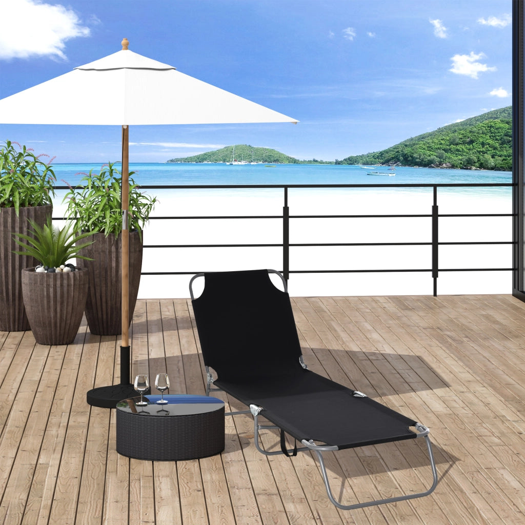 Sdraio Pieghevole Regolabile Poltrona Esterno Polyester Nero ¨C zephmum ¨C Metallico