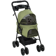 Passeggino/carrozzina per cani, pieghevole, con 2 guinzagli di sicurezza e 2 portabicchieri, 67 x 45 x 96 cm, verde