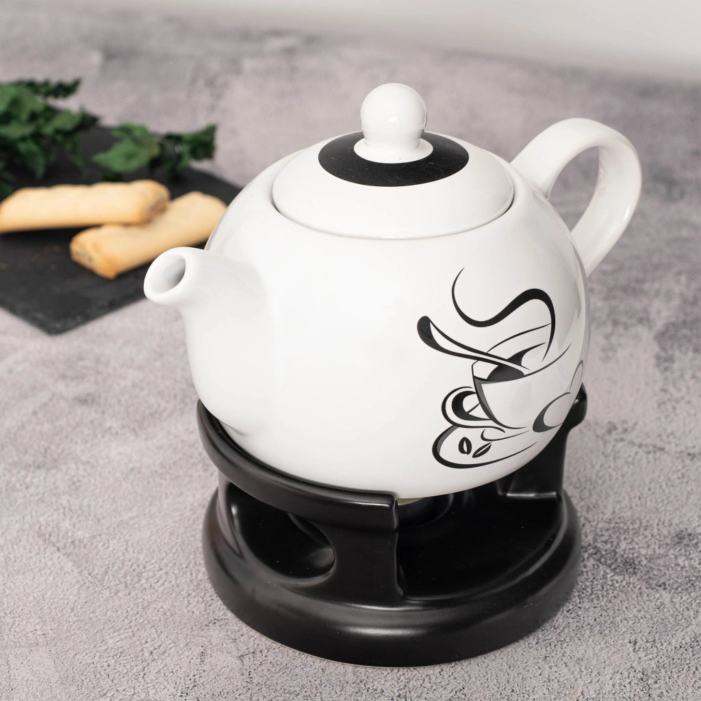 Teiera KADAX con scaldavivande, 1 litro, in ceramica, ideale come regalo.