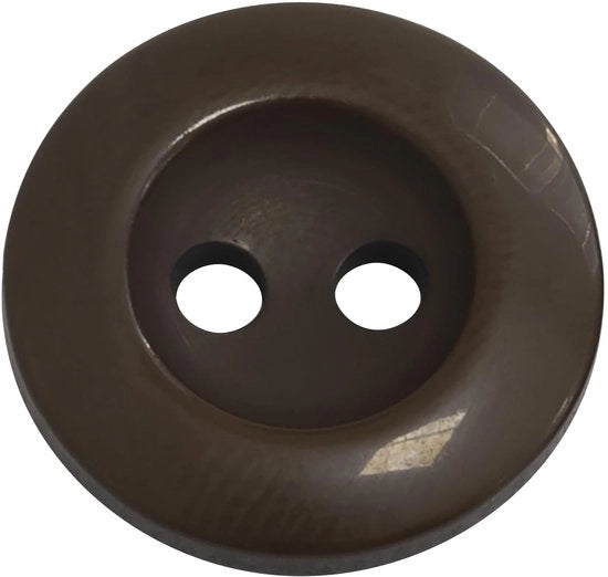 Set di 10 naaiknopen in plastica ∅15x3 mm con 2 fori 24L L24 - colore marrone - apertura 2 mm