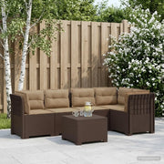 Divano da Giardino 5 Posti con Cuscini Stile Rattan PP Marrone 3444092