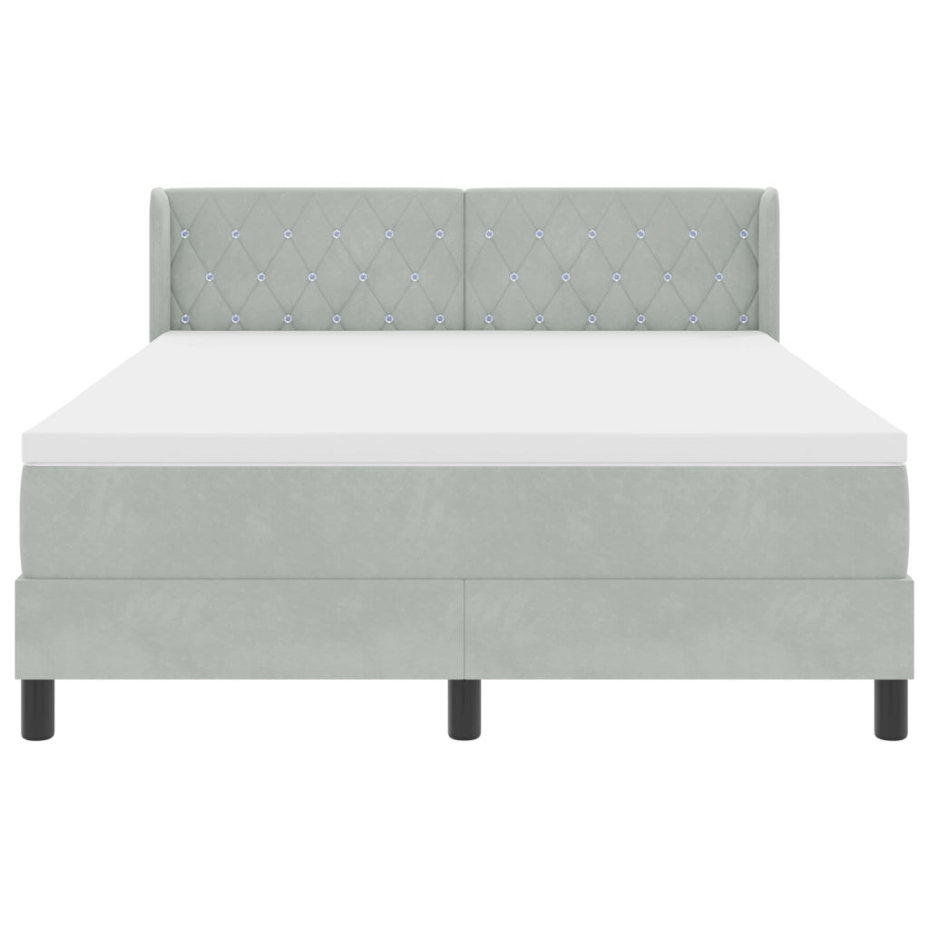 Letto Box Spring  con Materasso Grigio Chiaro 160x200 cm Velluto