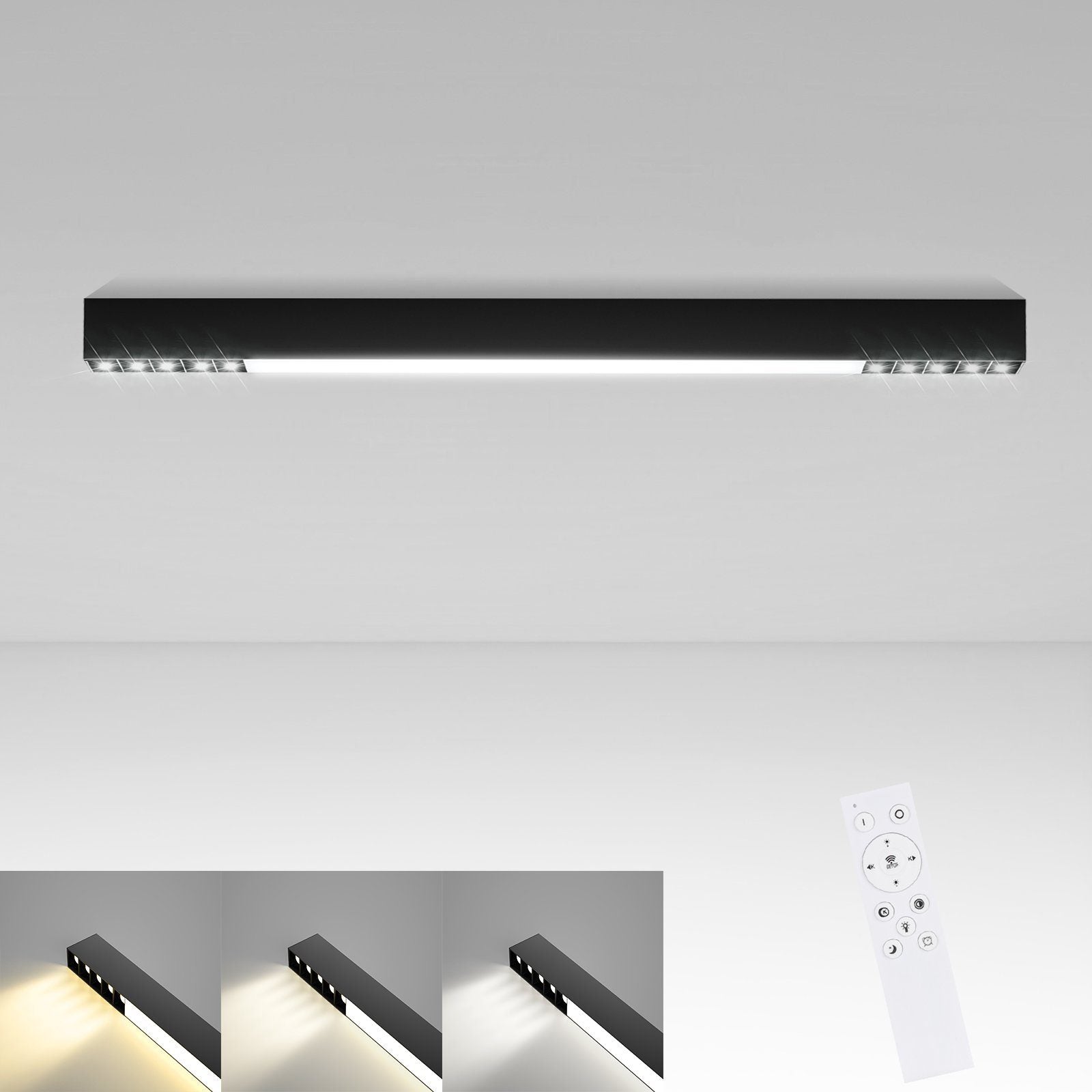 ZMH Lampada da soffitto LED nera da 80 cm con telecomando per camera da letto e ufficio