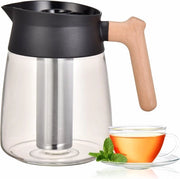 Tazza da Tè in Vetro con Maniglia in Legno - Capacità 1,7L - Cold Brew Koffiekan