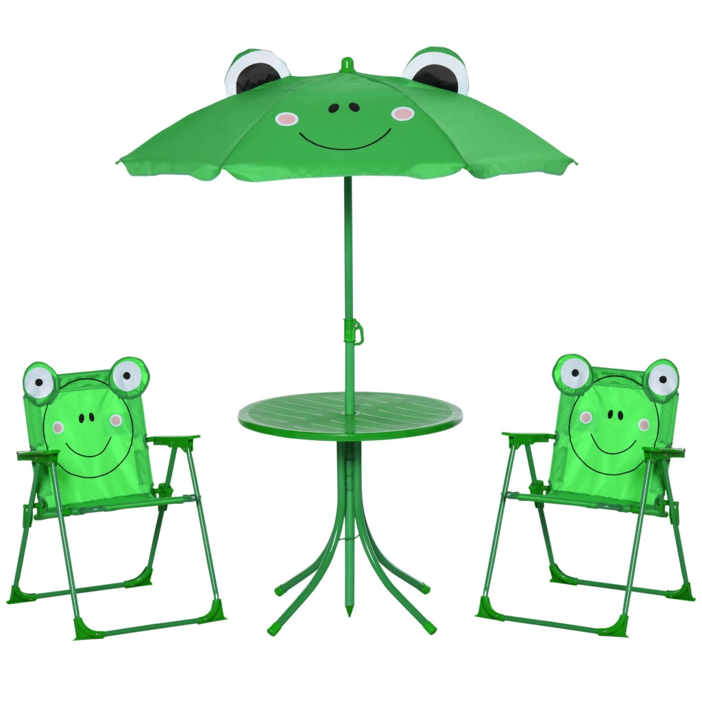 Set Tavolo e Sedie da Giardino per Bambini ¨C zephmum ¨C Verde, Pieghevole, 100-125 cm