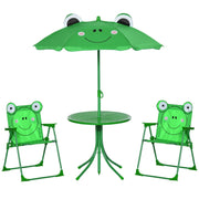 Set Tavolo e Sedie da Giardino per Bambini ¨C zephmum ¨C Verde, Pieghevole, 100-125 cm