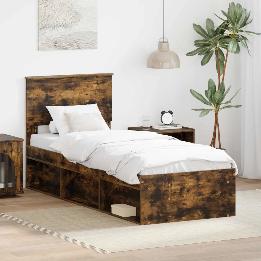 Struttura del letto Rovere fumé 75 x 190 cm Pino massello 3410667