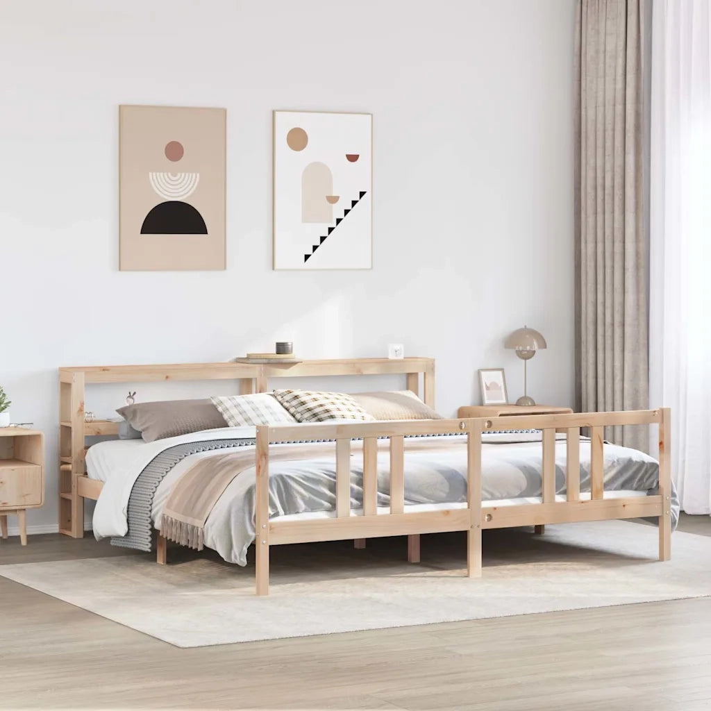 Giroletto con Testiera 200x200 cm in Legno Massello di Pino