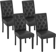 Sedia Sala da Pranzo da 4 Pezzi, Sedie da Cucina con Schienale Alto, Sedia Imbottita per Camera da Letto, Soggiorno, Gambe in Legno e Sedile in Similpelle, Nero, EZS20sz-4
