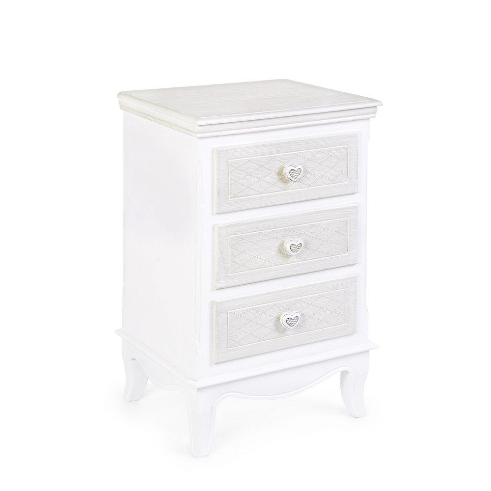 Cassettiera Legno Bianco Stile Romantico da Interno - CAROLINE