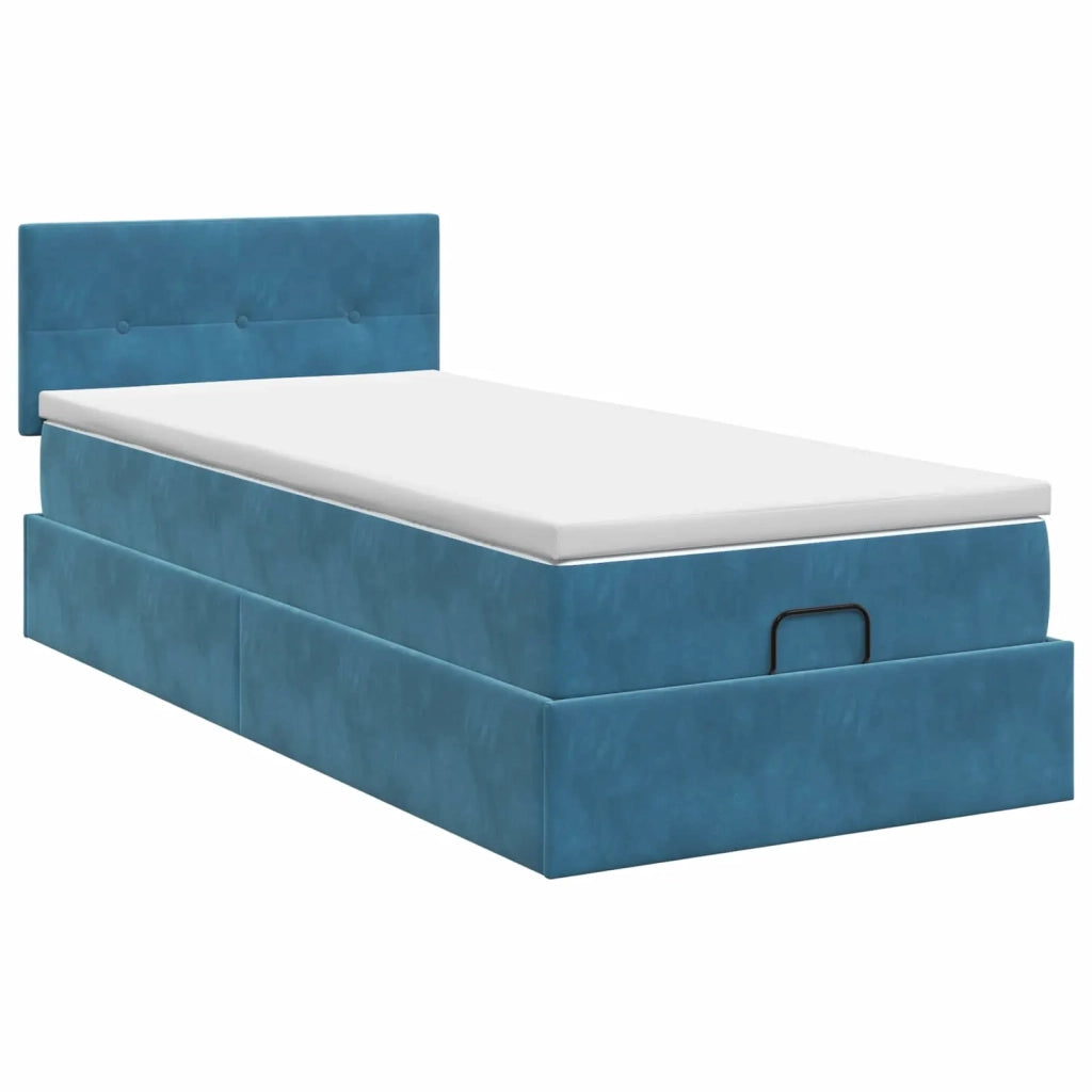 Letto ottomano con materasso Blu Scuro 100 x 200 cm Velluto 3456541