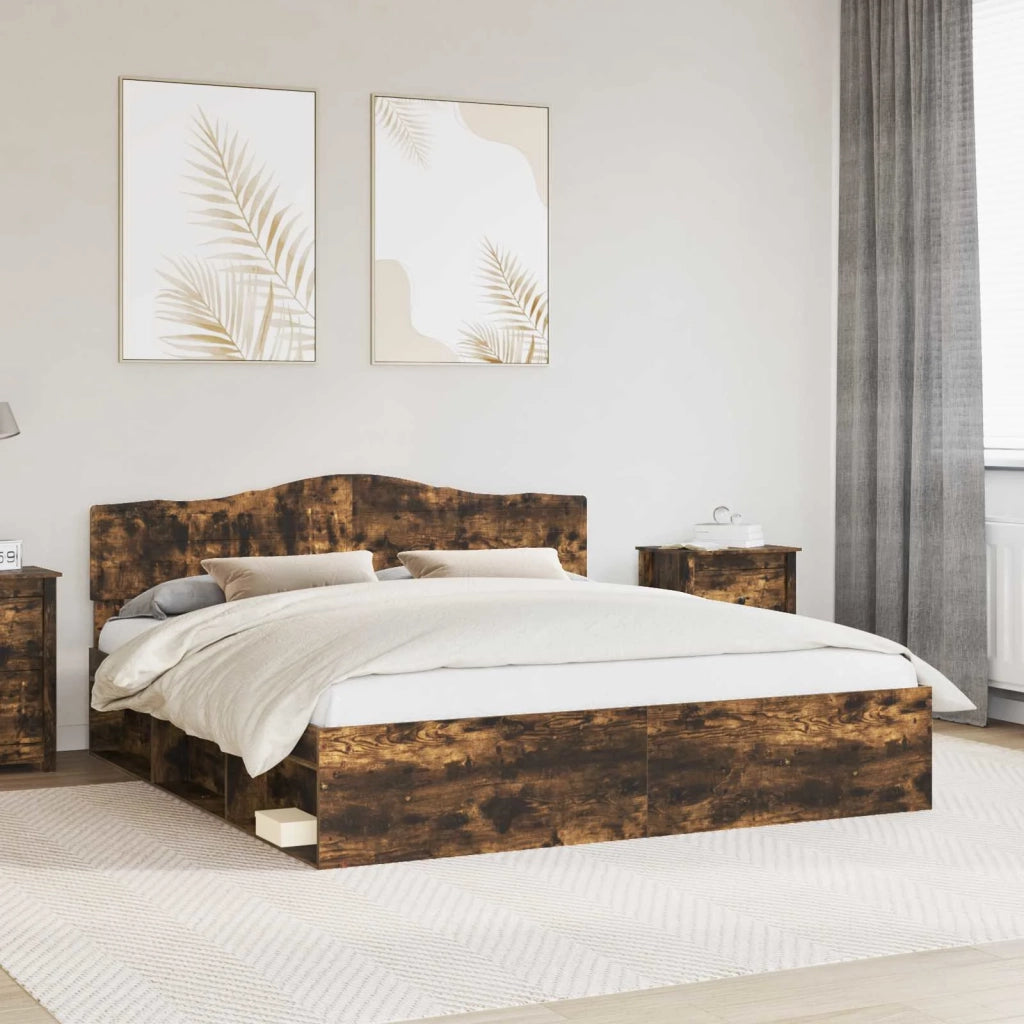 Struttura del letto Rovere fumé 180 x 200 cm Pino massello 3412866