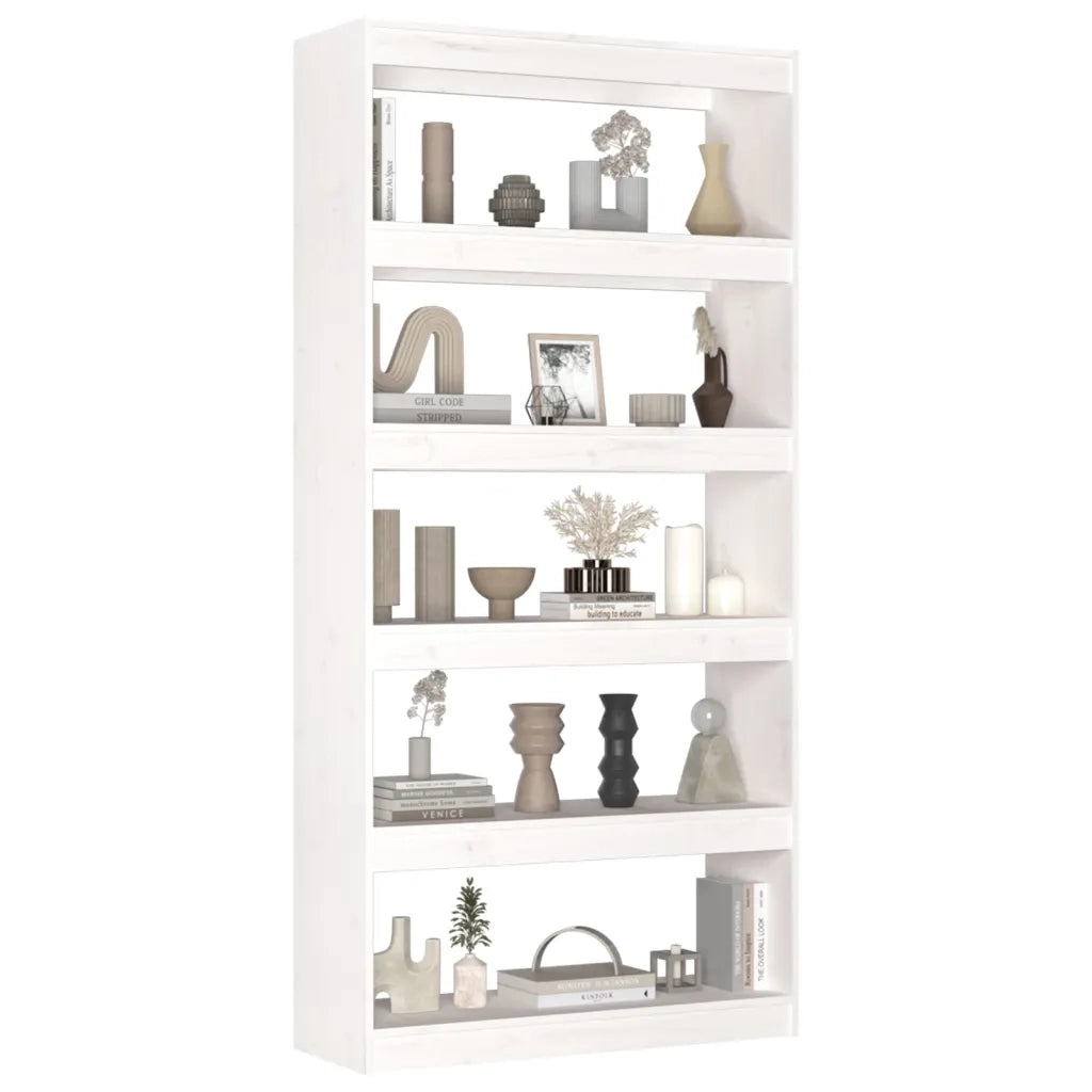 Libreria/Divisorio Bianco 80x30x167,4 cm Legno Massello di Pino 808199