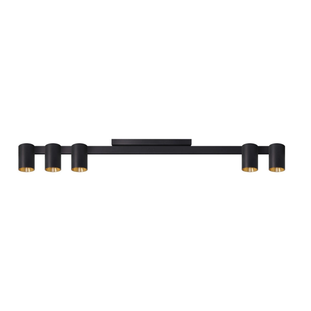 Barra faretti Maribel Polux nera oro 5xGU10 dimmerabile
