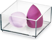 Contenitore di conservazione - contenitore di makeup - adatto per prodotti cosmetici - 1 pezzo - bianco opaco - PET - 10,2 x 10,2 x 5 cm