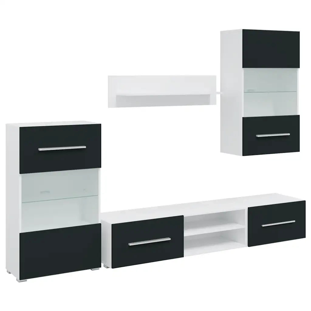 Unità TV 5 pz con Illuminazione a LED Indaco Opaco Truciolato 3324235