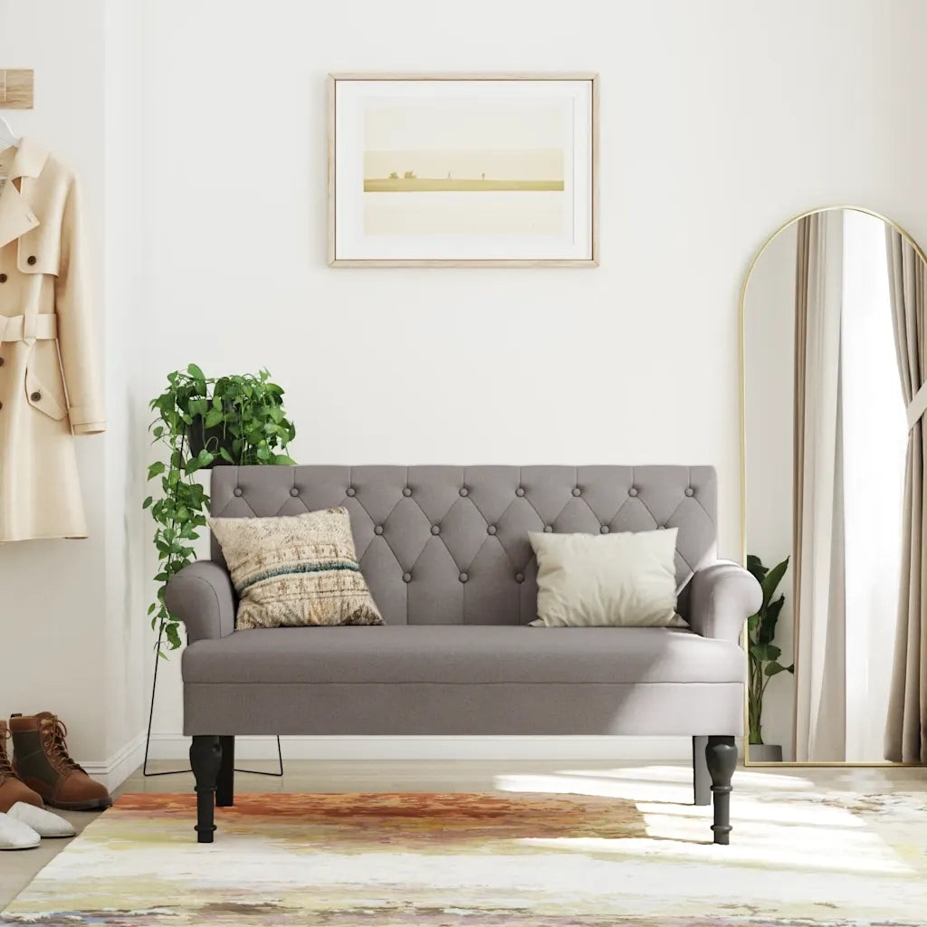 Panca con Schienale Tortora 120x62x75,5 cm in Tessuto CFW5196367