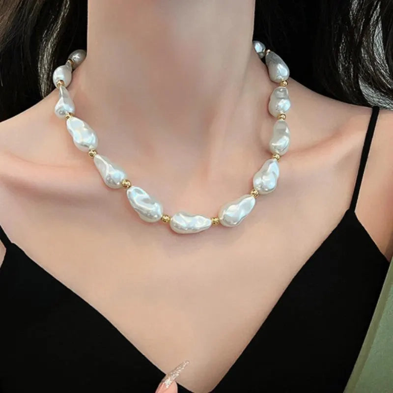 Collana di perle barocche fatta a mano, regalo di Natale o di compleanno.