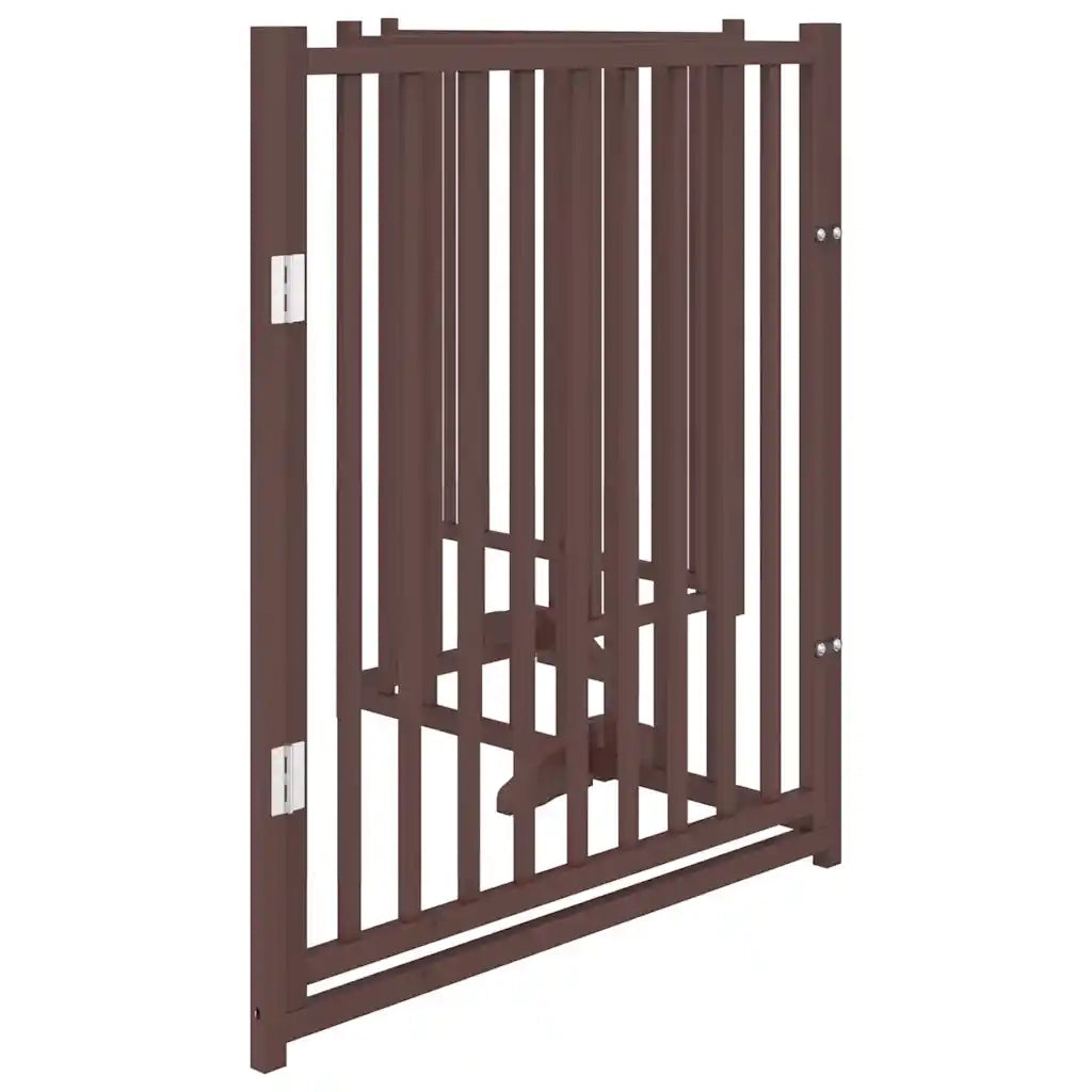Cancello Cani Pieghevole Marrone 4Pannelli 320cm Massello Abete 352299
