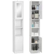 Colonna Bagno in Legno con Specchio e Apertura a Pressione ¨C Zephmum ¨C Bianco 30x28x170cm