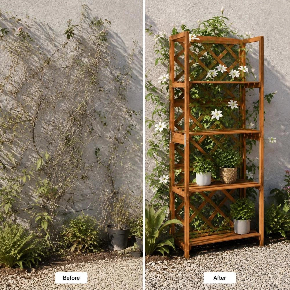 Trellis With Shelves 55x30x140 Cm Solid Fir Wood
