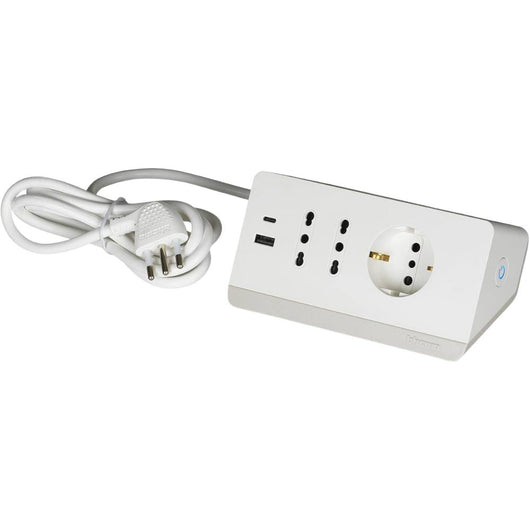 Bticino multipresa da scrivania con usb e presa schuko *** colore bianco, confezione 1