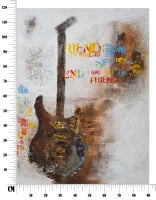Dipinto Su Tela Guitar Art Cm 90X3.5X120