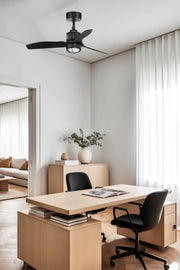 FARO Ventilatore da Soffitto Just Fan S Ø810 Motore DC 6 Velocita Funzione Inversa per Soffitti Inclinati Acciaio Nero Opaco FARO-334241N