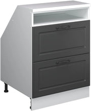 Mobile sottotetto Rion, Antracite casa di campagna, 60 x 81.6 cm con 2 cassetti, carcassa 60 cm profondità, adatto per il salvaspazio sotto tetti spioventi