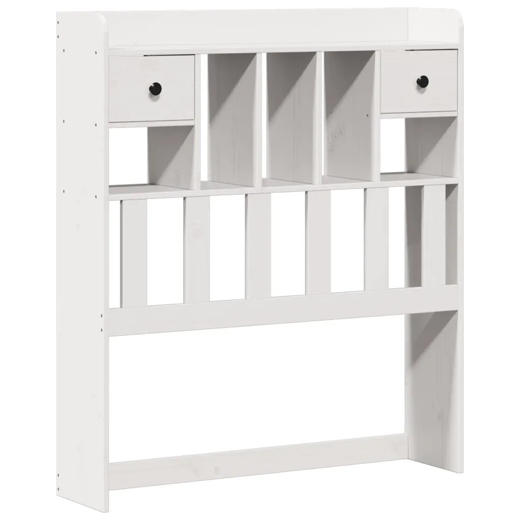 Letto Libreria senza Materasso-Struttura Letto con contenitore Bianca 90x200 cm Legno di Pino 906215