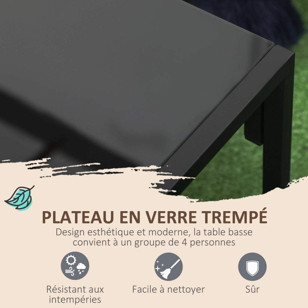 Set da giardino 4 pezzi con divano 2 posti, 2 poltrone e tavolino ¨C zephmum ¨C grigio