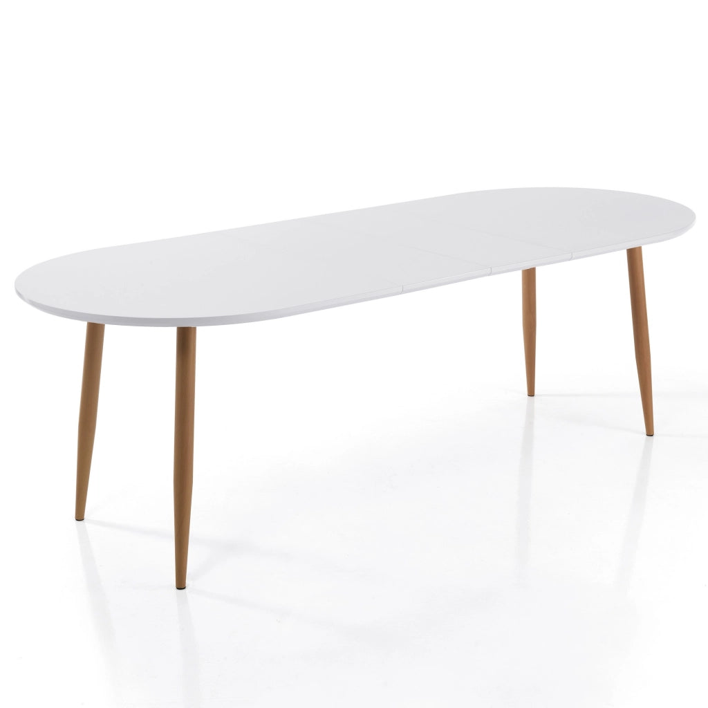 Tavolo allungabile effetto legno laccato bianco cm H.75 x P.90 x L.160