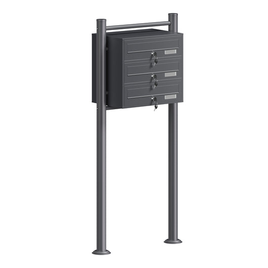 Cassetta postale condominiale autoportante 3 posti, 1 modulo, antracite 556 x 270 x 1200 mm