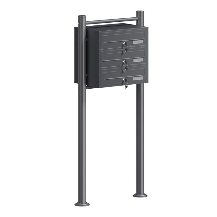 Cassetta postale condominiale autoportante 3 posti, 1 modulo, antracite 556 x 270 x 1200 mm