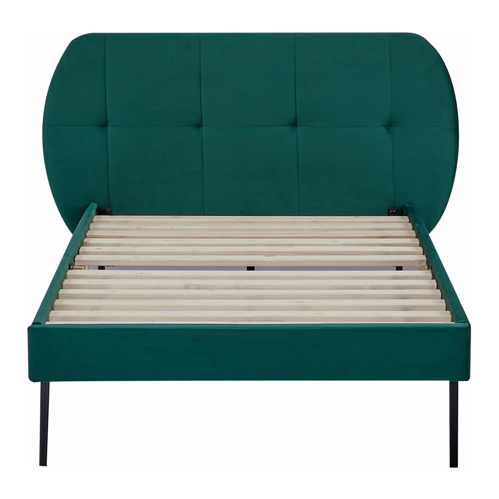 Letto Singolo Porvoo con Testiera e Materasso 90x200 cm Rivestimento in Velluto - Verde Scuro [en.casa]
